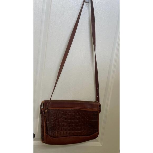 Brahmin Croc print shoulder bag brown vintage Needs TLC - Picture 7 of 16